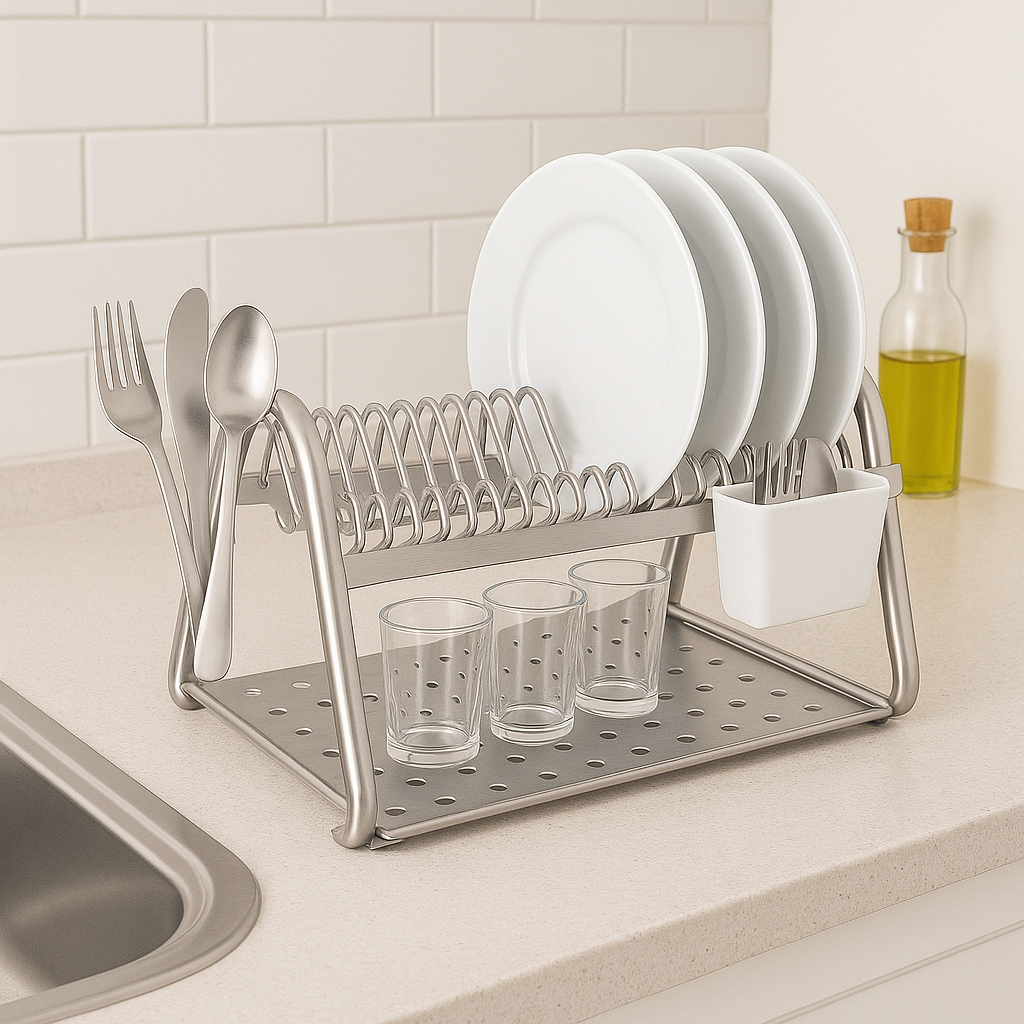 ESCURRIDOR PARA PLATOS CROMO/BLANCO "CICLO"