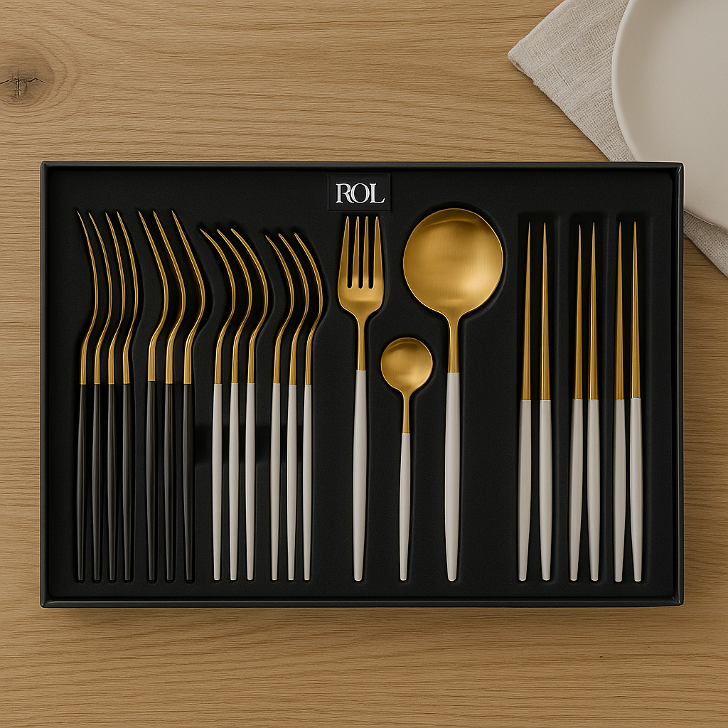 Juego de cubiertos Dorados de 24 piezas