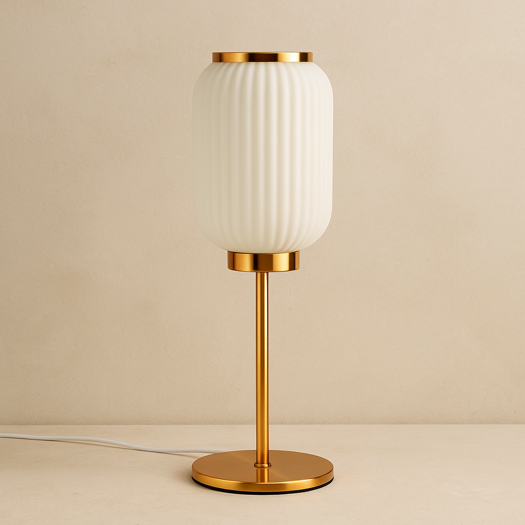 Lámpara de Mesa Pirce – Bronce & Vidrio Opal