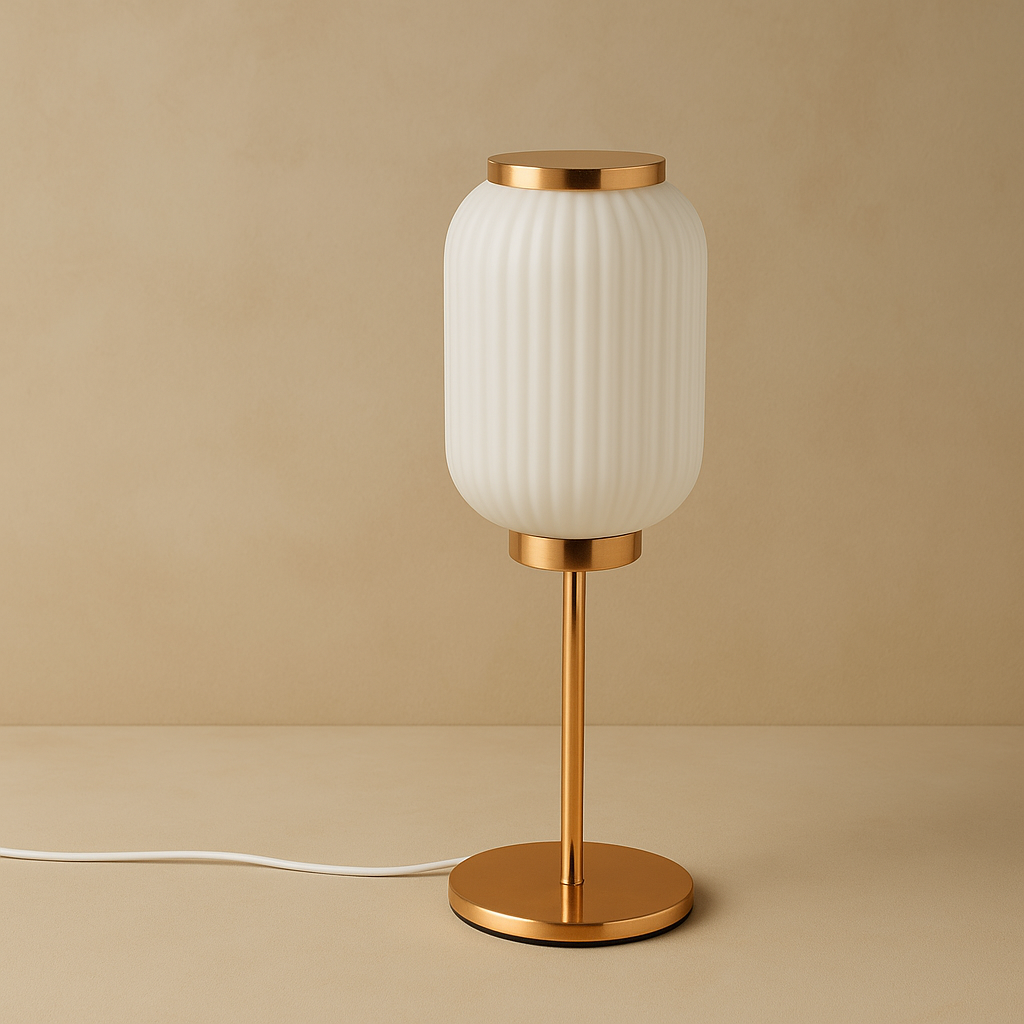 Lámpara de Mesa Pirce – Bronce & Vidrio Opal