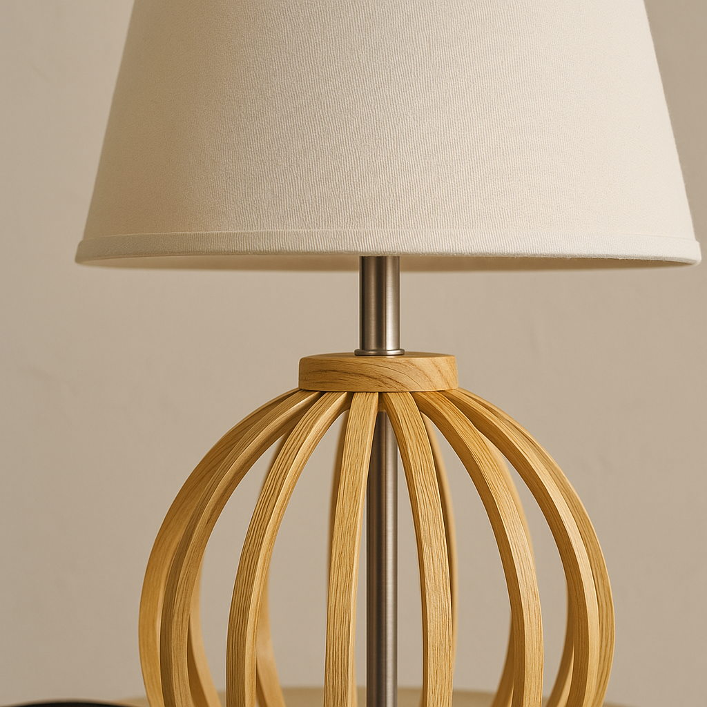 Lámpara de Mesa Danilo – Madera Natural & Pantalla Blanca