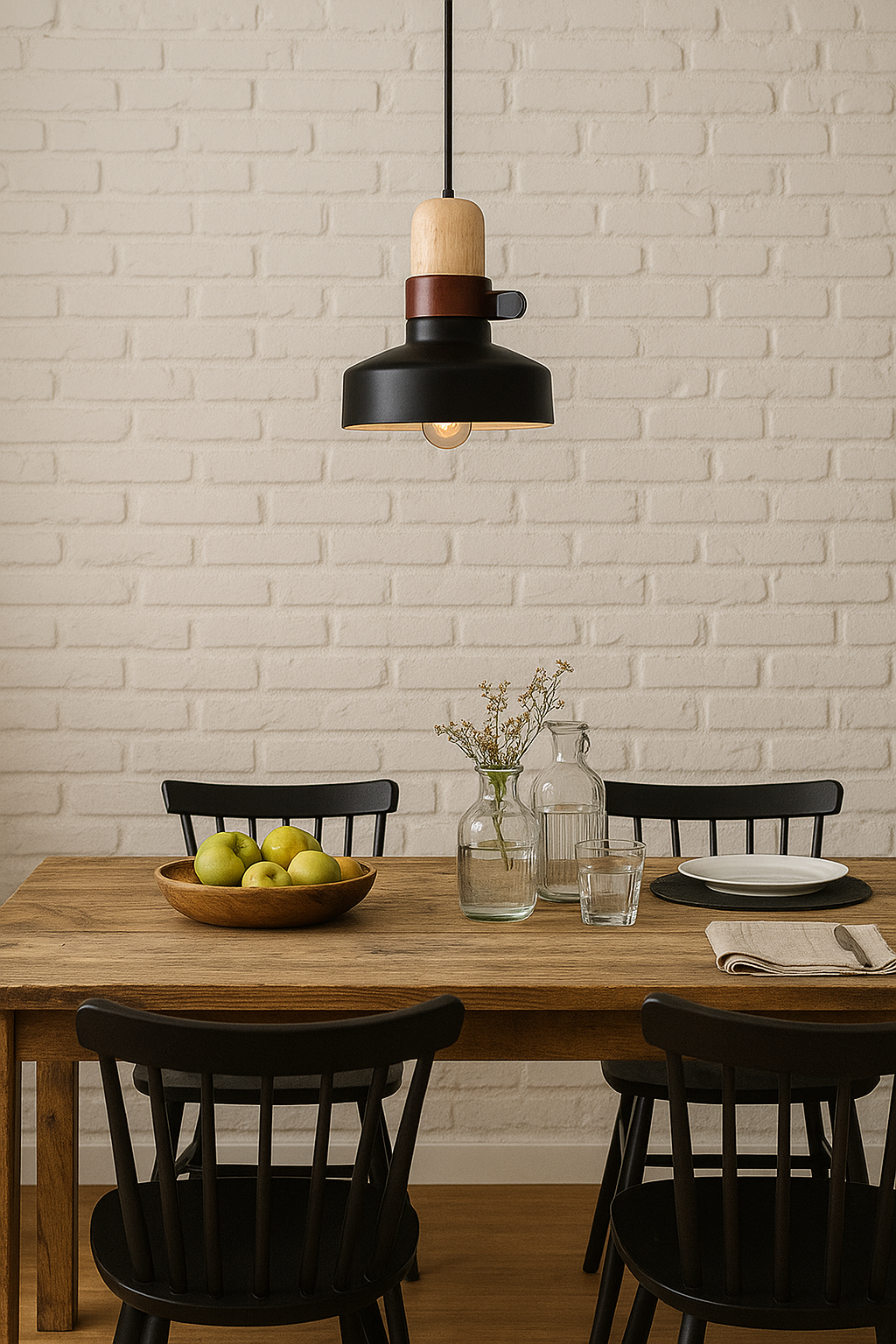 Colgante Campana Metal Negro/Madera