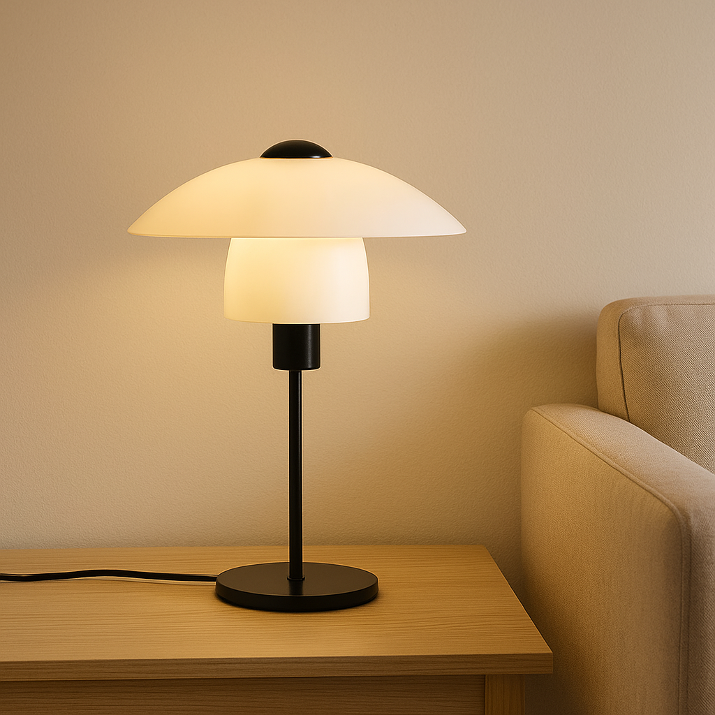 Lámpara de Mesa Tulip – Blanco & Negro Minimalista