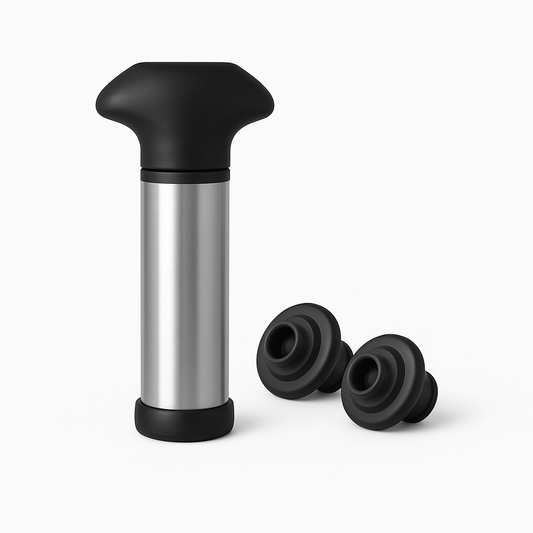 BOMBA DE VACIO Y 2 TAPAS P/ VINO "HARMONIZA"