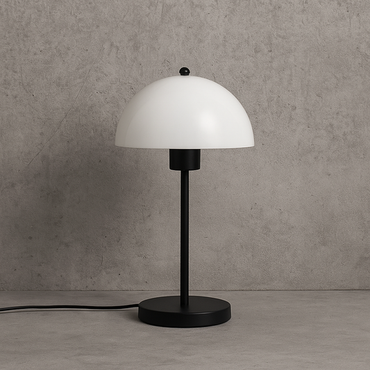 Lámpara de Mesa Mushroom – Negro con Pantalla Opal