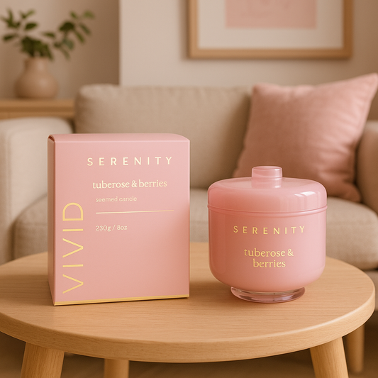 VELA AROMATIVA 230G TUBEROSE & BERRIES ROSA