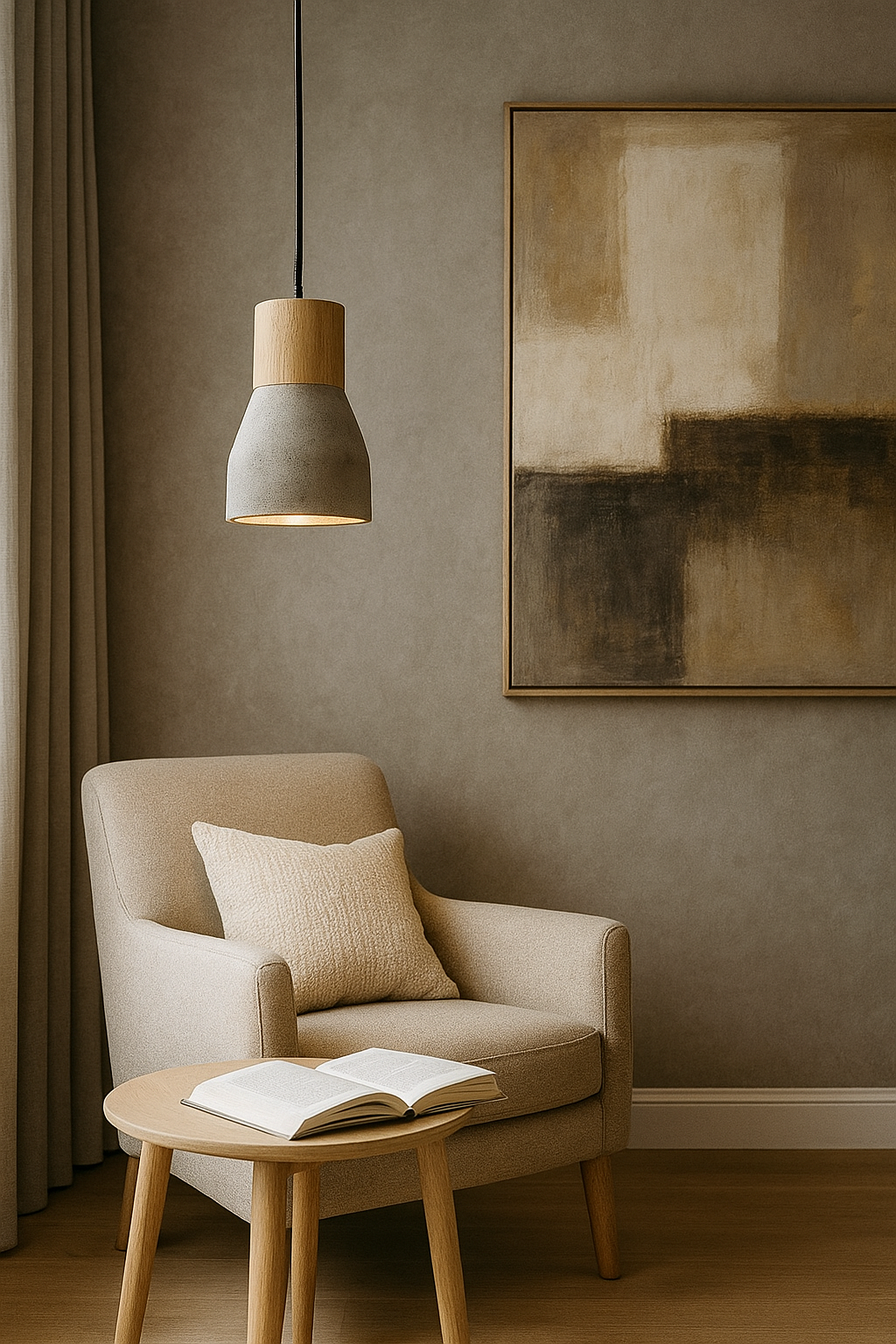 Colgante Claro de Concreto/Madera