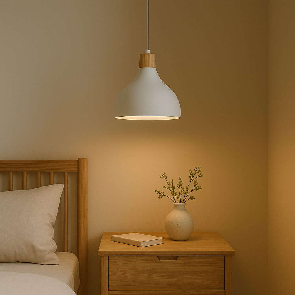 Colgante Campana Metal/Madera Blanca