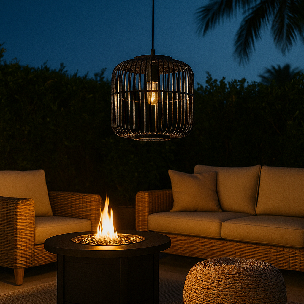 Colgante Cilíndrico Varillas Bambú