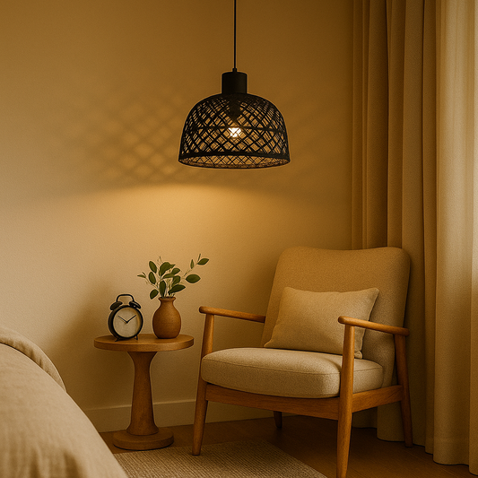 Colgante de Madera Tipo Mimbre Negro