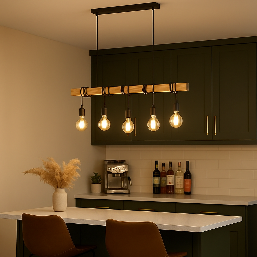 Colgante Madera y Portalámparas Vintage