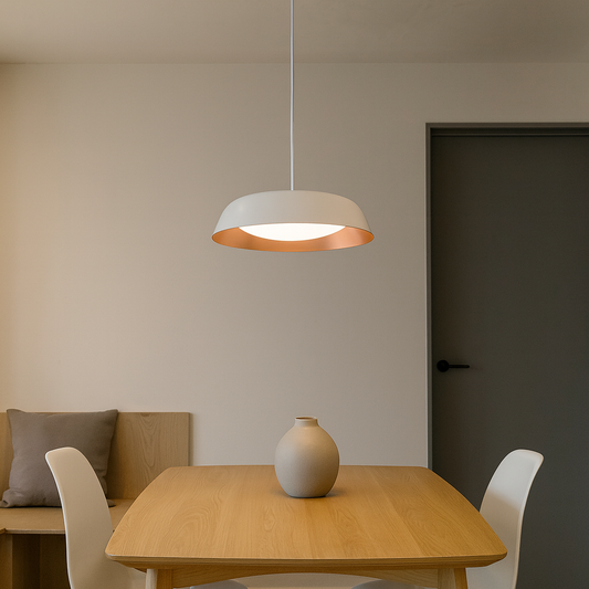 Luminaria Colgante Decorativa Dimerizable Harley CCT 25W en acabado blanco y cobre