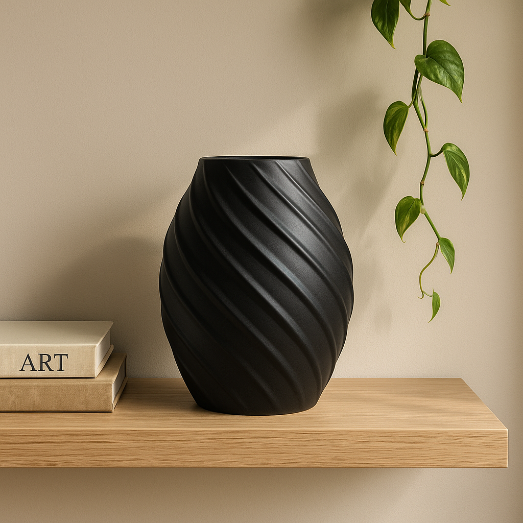 FLORERO TORSION 15X15X20CMS NEGRO