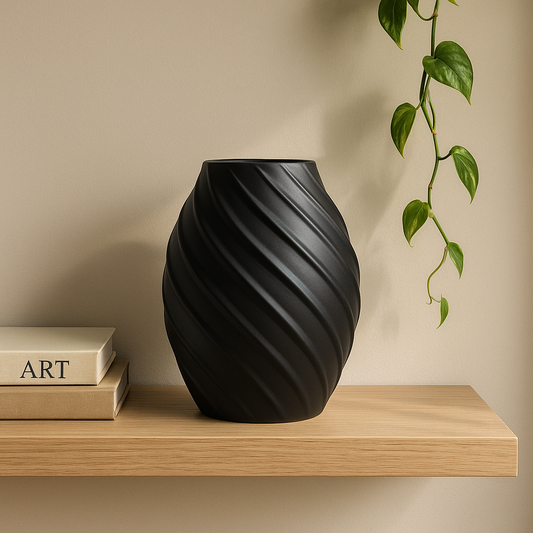 FLORERO TORSION 15X15X20CMS NEGRO