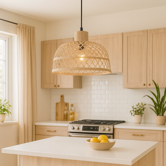 Colgante de Varillas en Madera Tipo Mimbre