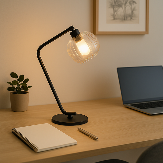 LAMPARA DE MESA D31x51CM VIDRIO/METAL NEGRO