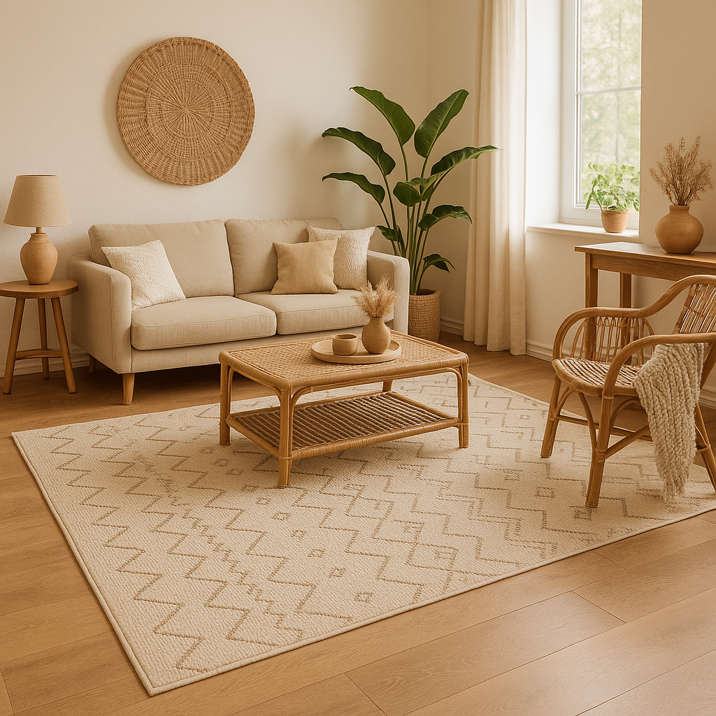 ALFOMBRA NATURAL 170X250CM PUNTOS ZIGZAG