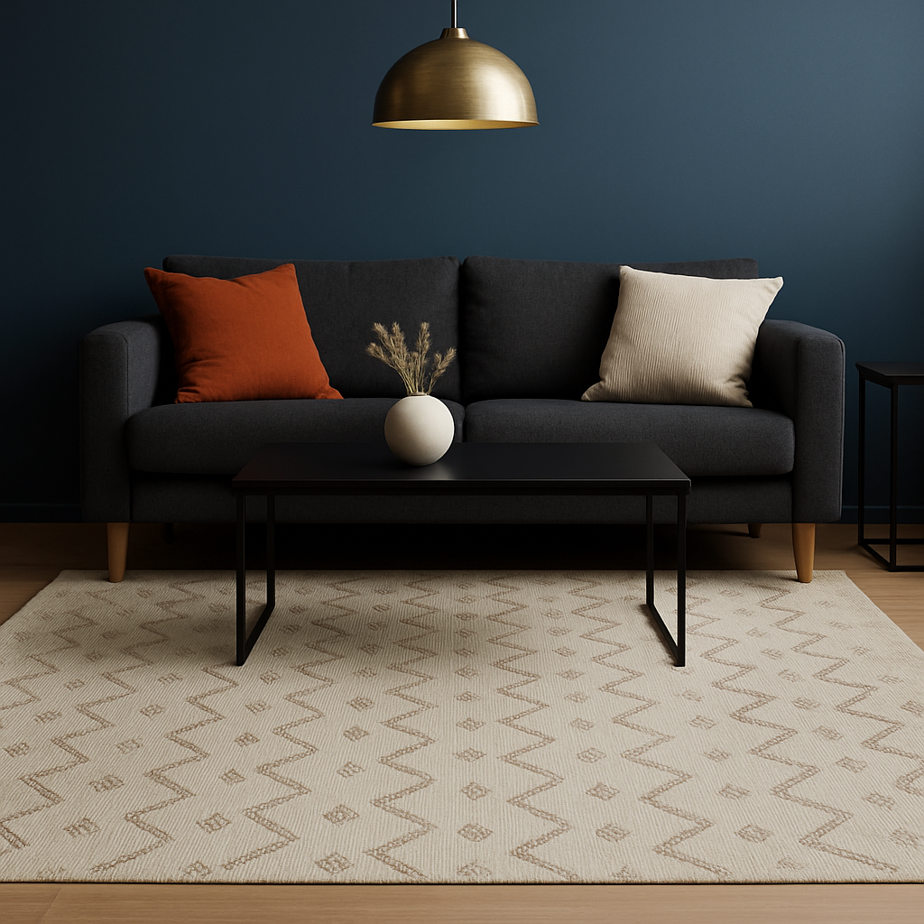 ALFOMBRA NATURAL 69X114CM PUNTOS ZIGZAG