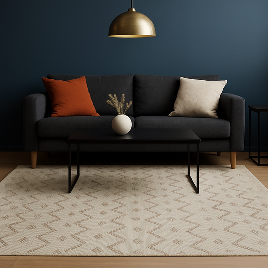 ALFOMBRA NATURAL 69X114CM PUNTOS ZIGZAG