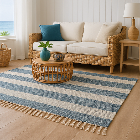 ALFOMBRA C/FLECOS 69x114CM AZUL/GRIS