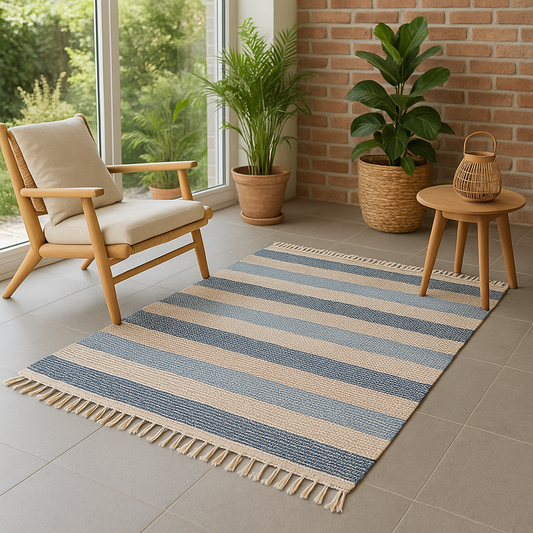 ALFOMBRA C/FLECOS 122x178CM AZUL/GRIS