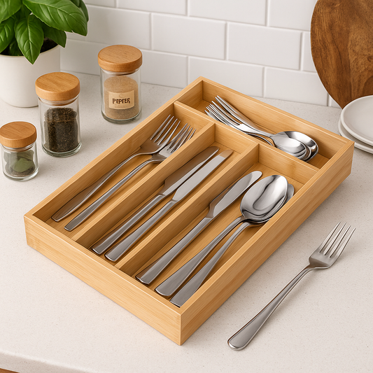 CUBIERTERA MADERA BAMBOO 22x14x12.5/25CM NATURAL