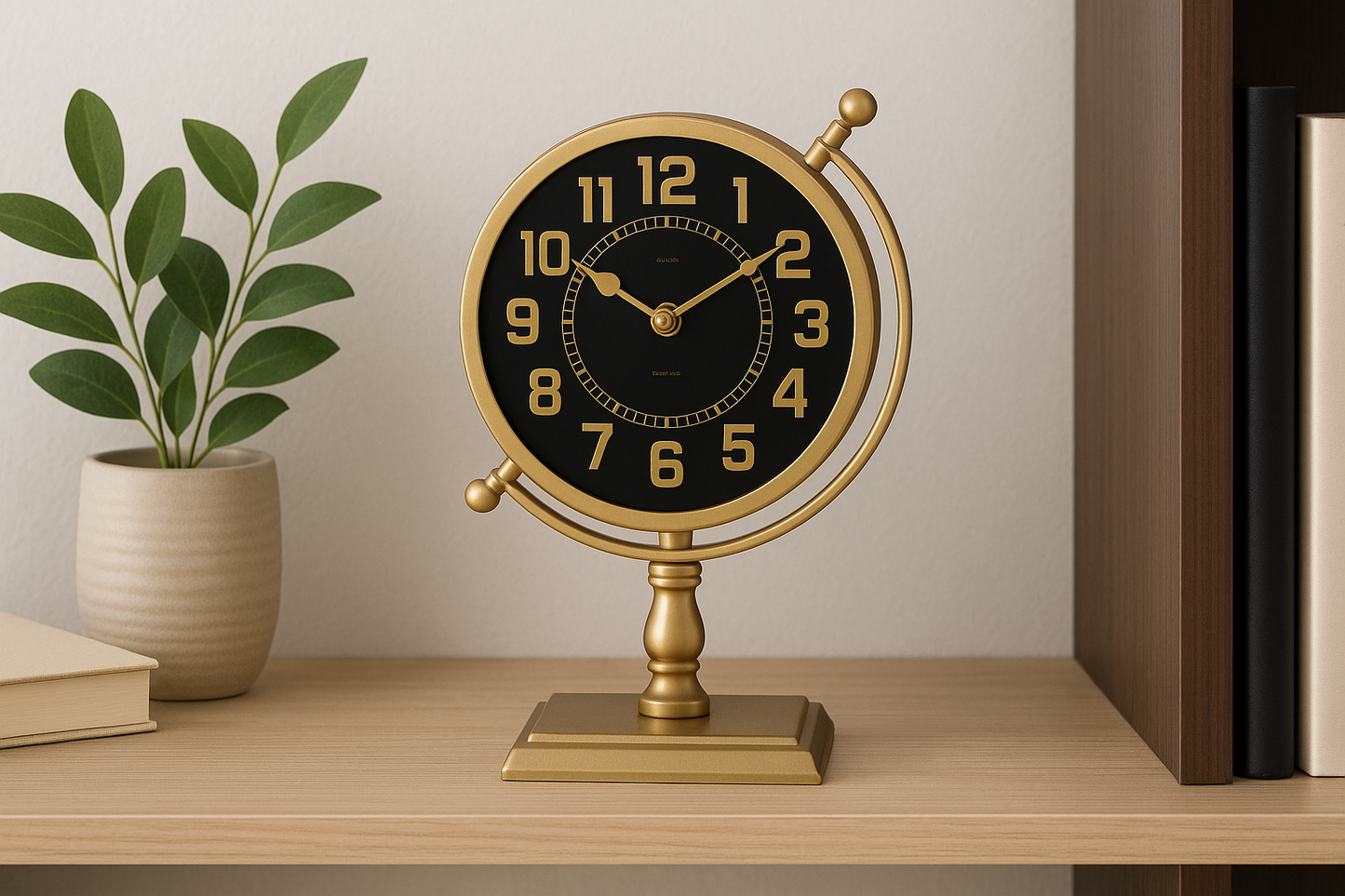 RELOJ DE MESA HIERRO D20X29X8CM NEGRO Y DORADO