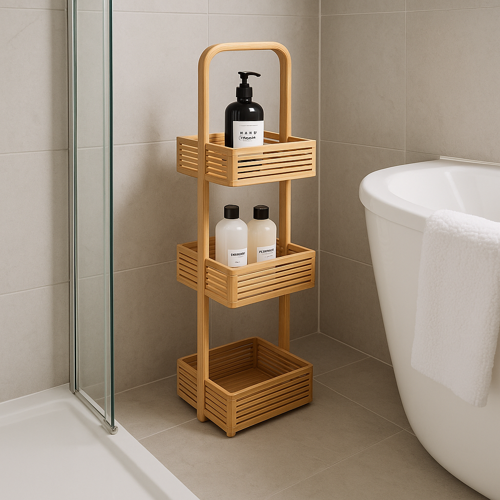 ESTANTERIA 3 NIVELES 38X24X76CMS BAMBOO NATURAL
