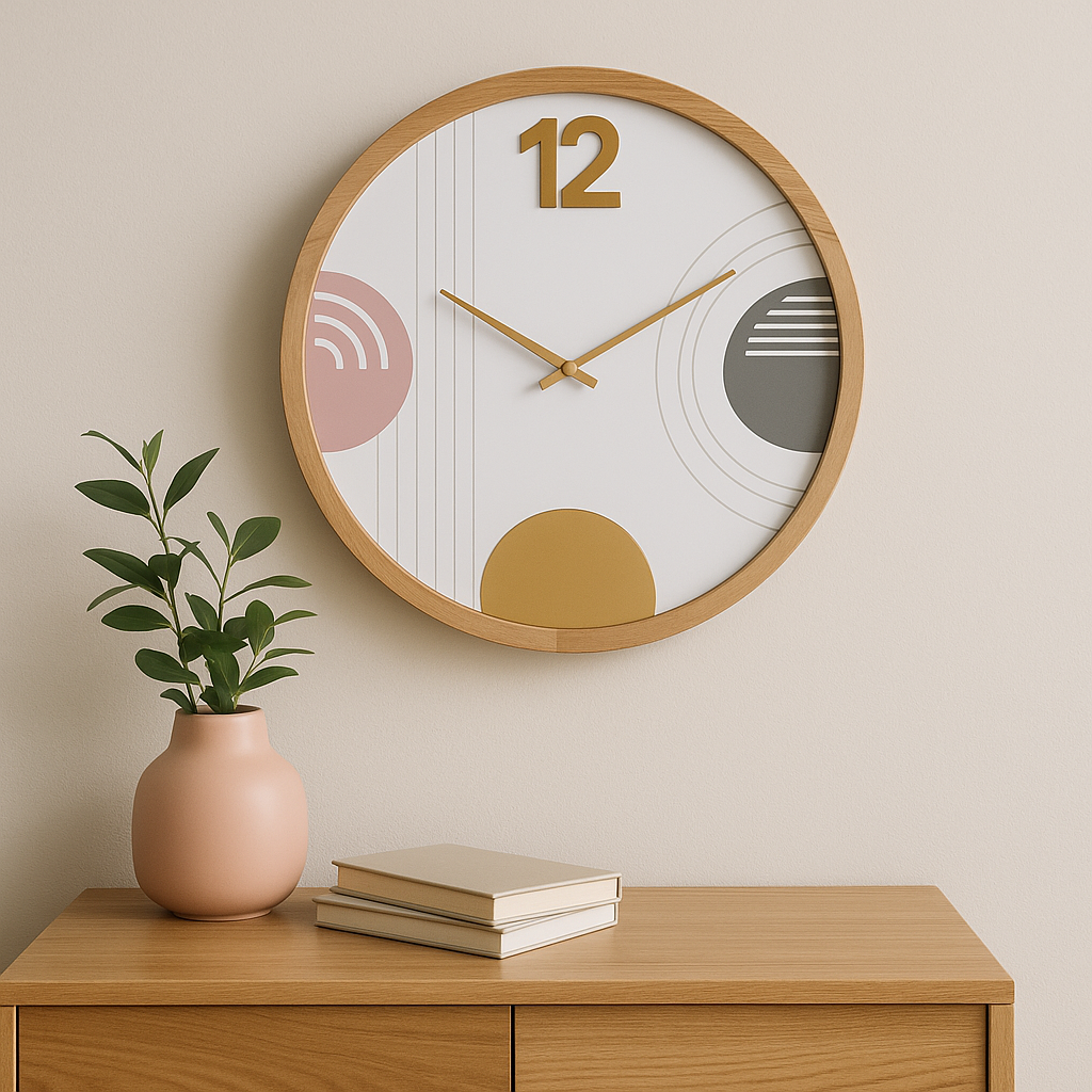 RELOJ DE PARED MDF 60X60X4 CM CIRCULOS Y LINEAS