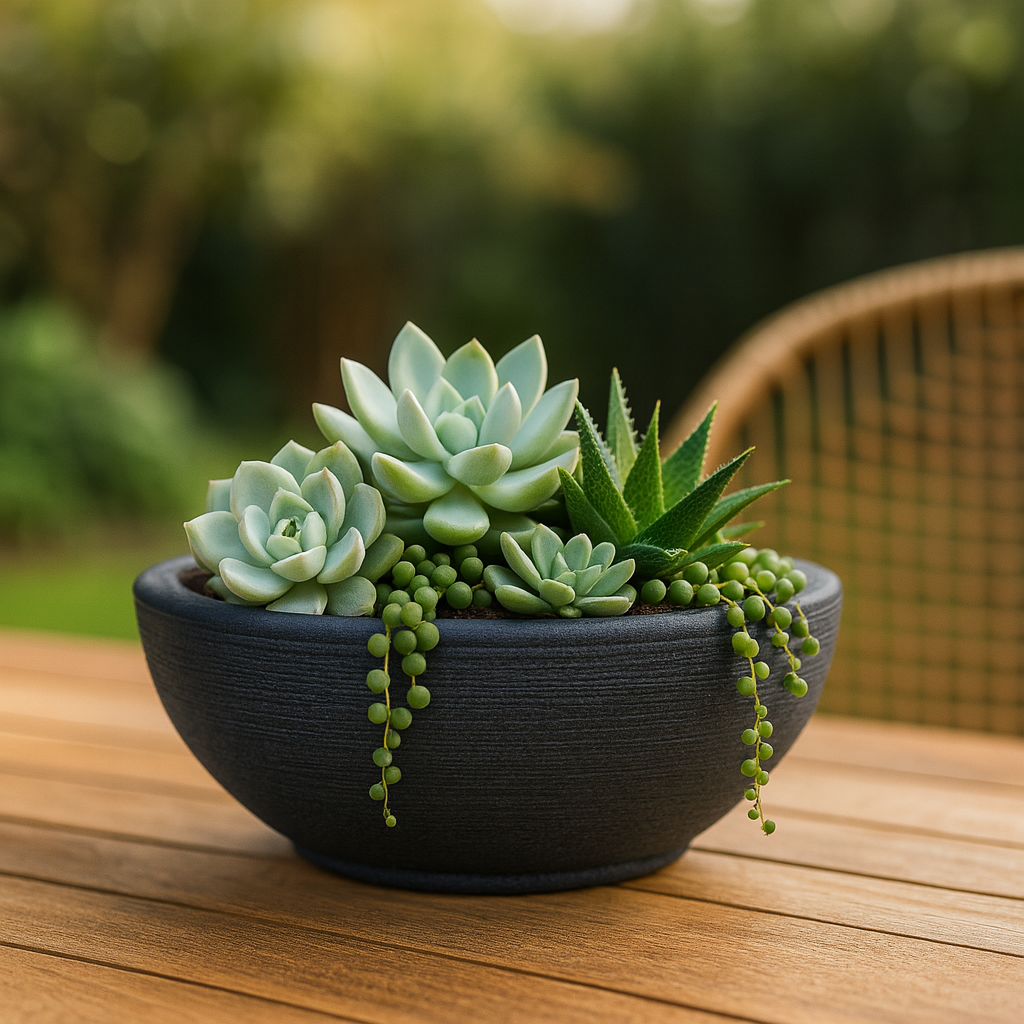 MACETA 30X13CM AMSTERDA GRAPHITO EFEC.PIEDRA GRIS OSCURO