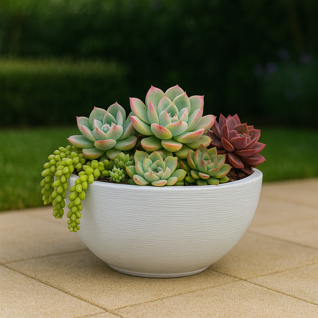 MACETA 44X19CM AMSTERDA GRAPHITO BLANCA