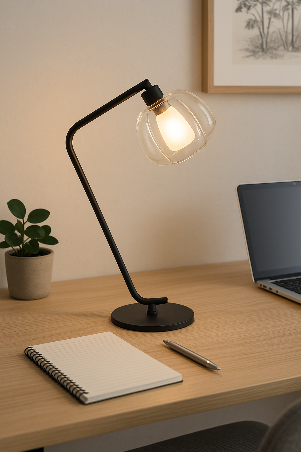 LAMPARA DE MESA D31x51CM VIDRIO/METAL NEGRO