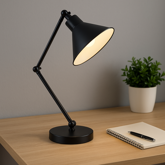 LAMPARA DE MESA D26x41CM CONO METAL NEGRO