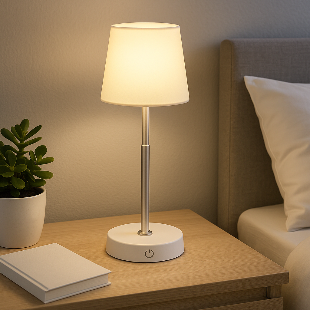 LAMPARA DE MESA LED D10x29CM PLASTICO BLANCO