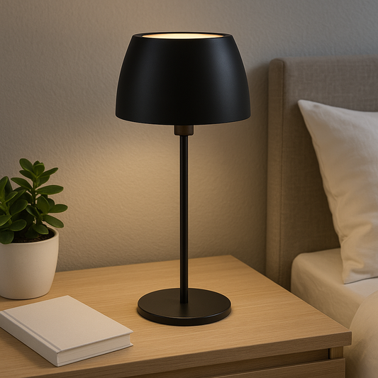 LAMPARA DE MESA D24x48CM BOMBE METAL NEGRO