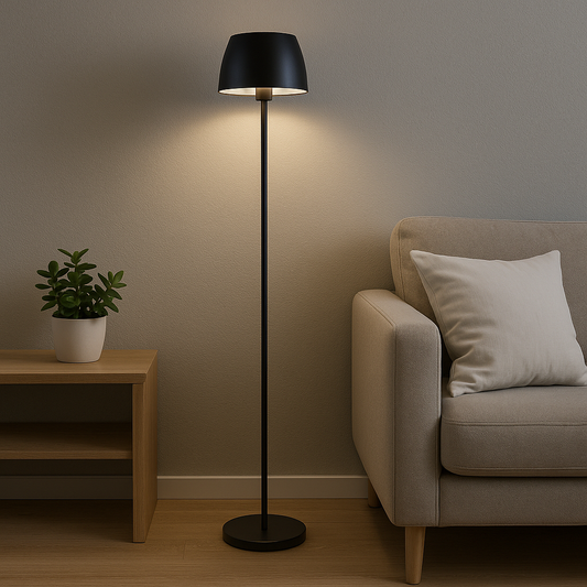 LAMPARA DE PIE D24x150CM BOMBE METAL NEGRO