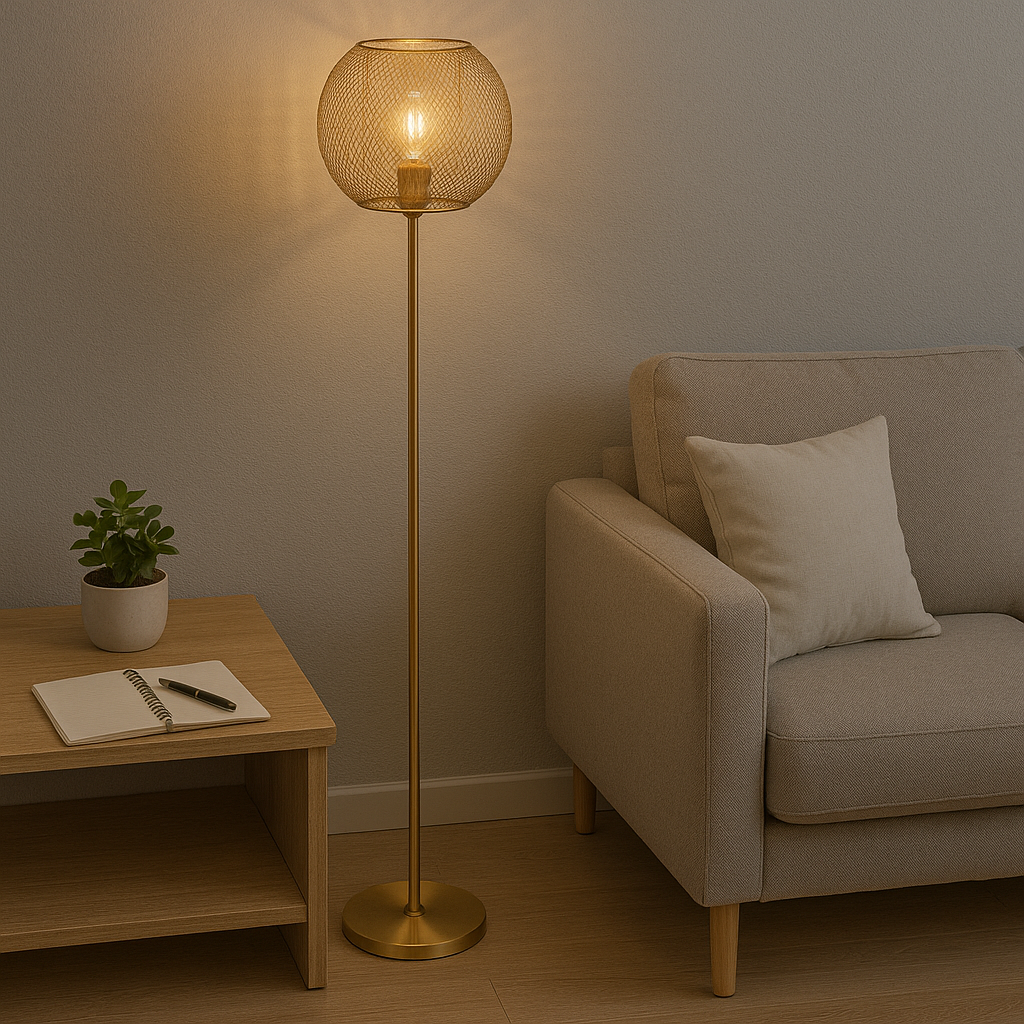 LAMPARA DE PIE D35x150CM METAL DORADO