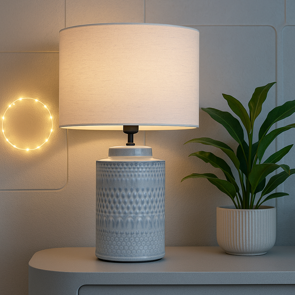 LAMPARA PORCELANA D38x61CM DISEÑO GRIS