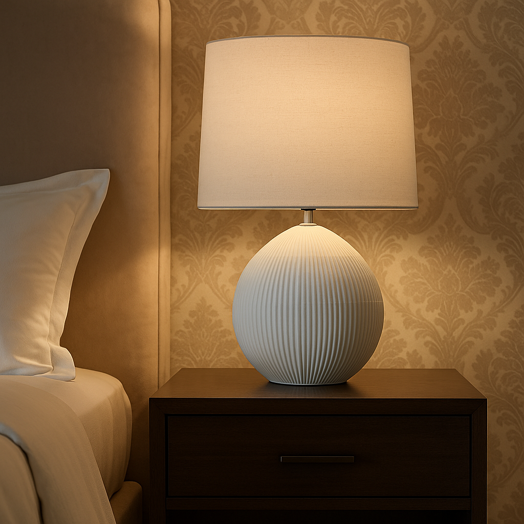 LAMPARA DE MESA CERAMICA D50x70CM LINEAS BLANCO