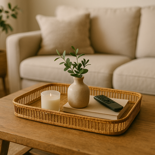 CESTO RECTANGULAR 45x30xH10CMS BAMBU