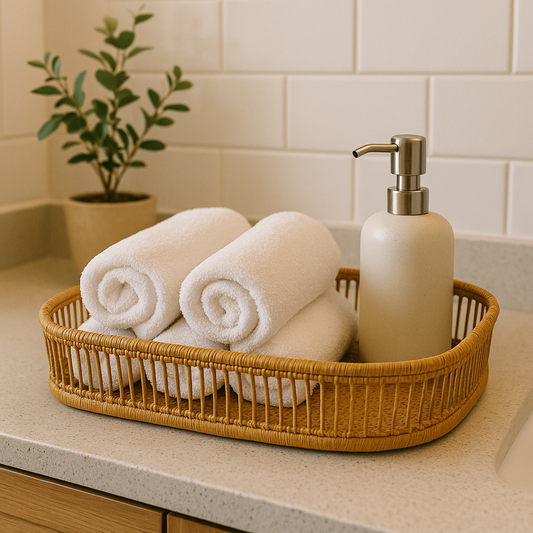 CESTO RECTANGULAR 35x22xH8CMS BAMBU