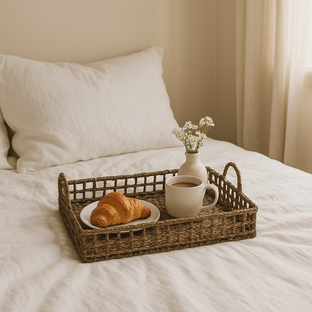 BANDEJA C/ASAS 45x35x8CM FIBRA NATURAL