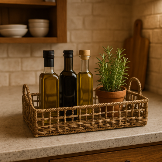 BANDEJA C/ASAS 40x30x8CM FIBRA NATURAL