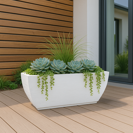 MACETA 95X27CM AMSTERDA GRAPHITO BLANCA