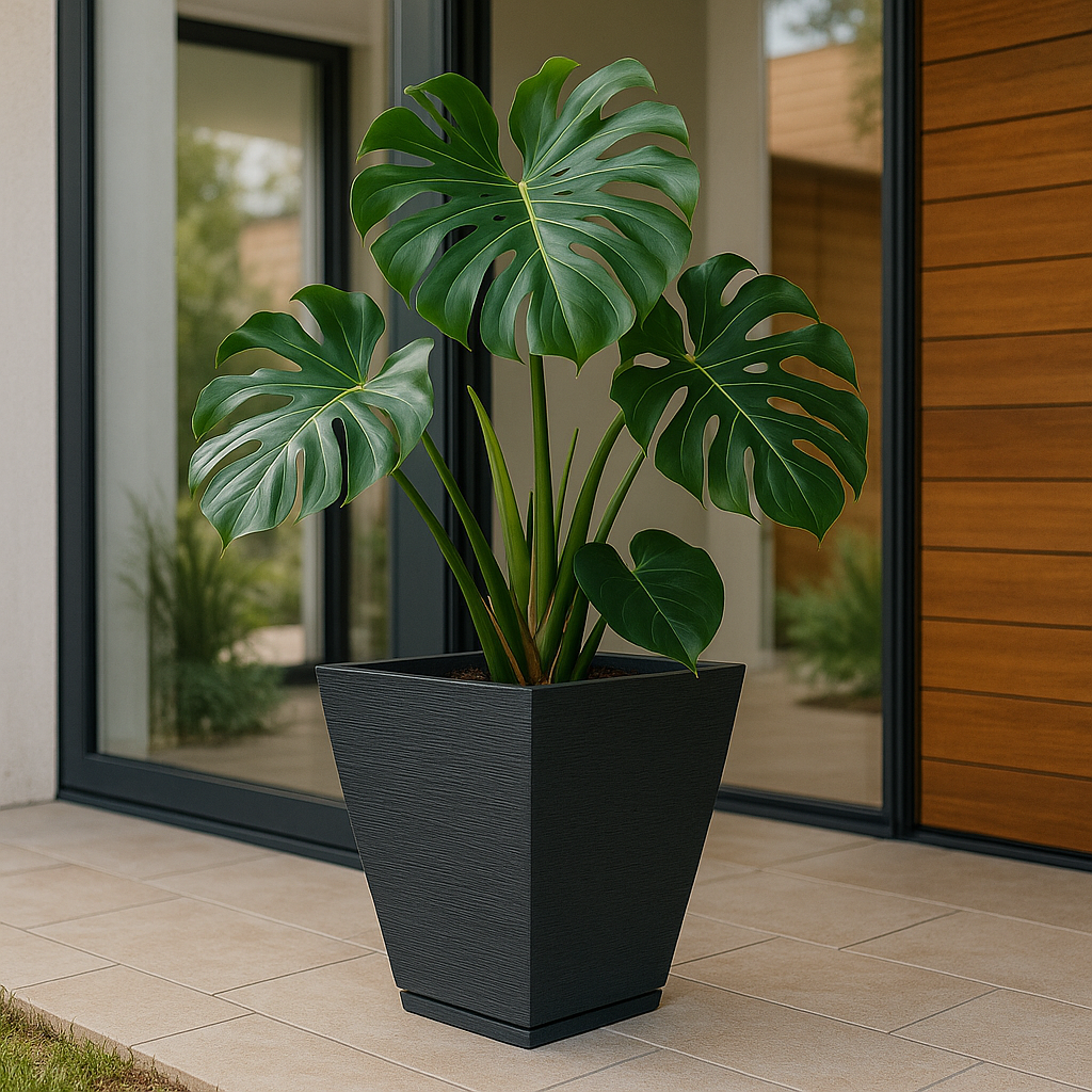 MACETA 32X55CM ZURIQUE GRAPHITO EFEC.PIEDRA GRIS OSCURO