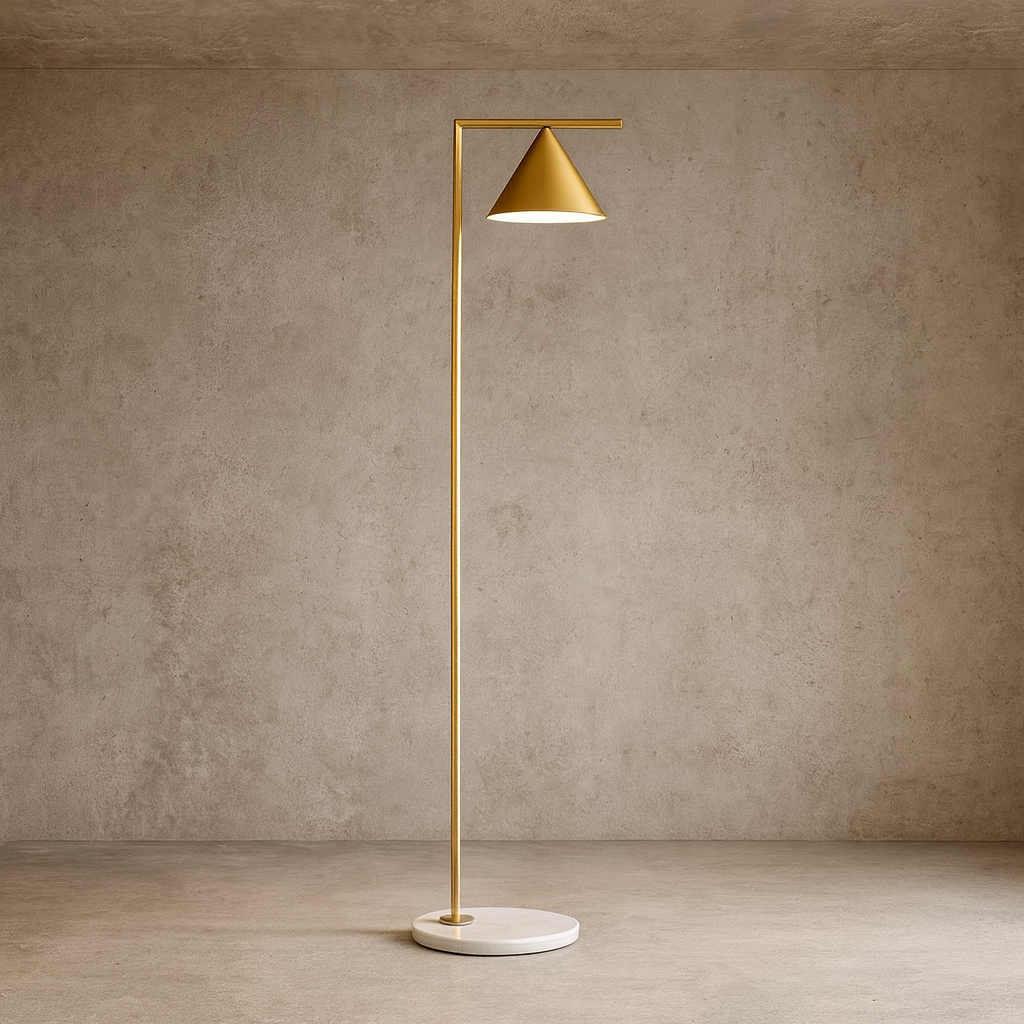 ARTEFACTO DECORATIVO DE PIE STELLA CON BASE DE MARMOL GOLD