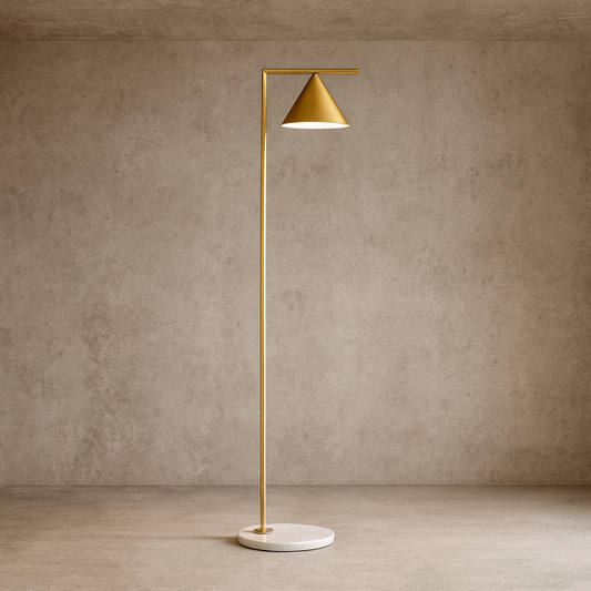 ARTEFACTO DECORATIVO DE PIE STELLA CON BASE DE MARMOL GOLD