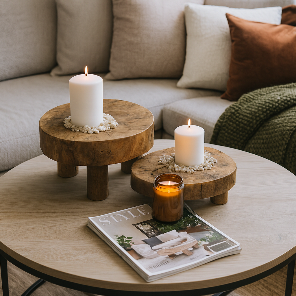 SET 2 BANDEJAS ALTAS 30x30x10CM MADERA