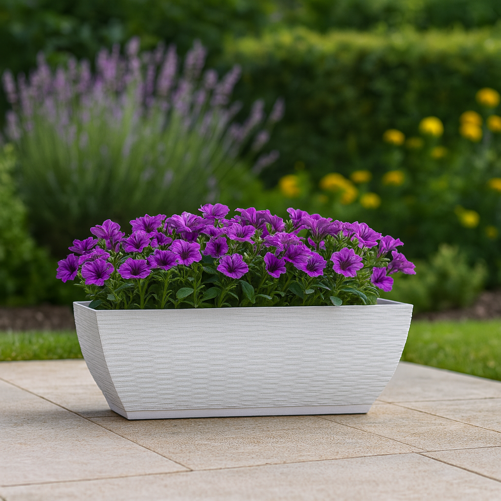 MACETA 48X16CM AMSTERDA GRAPHITO BLANCA