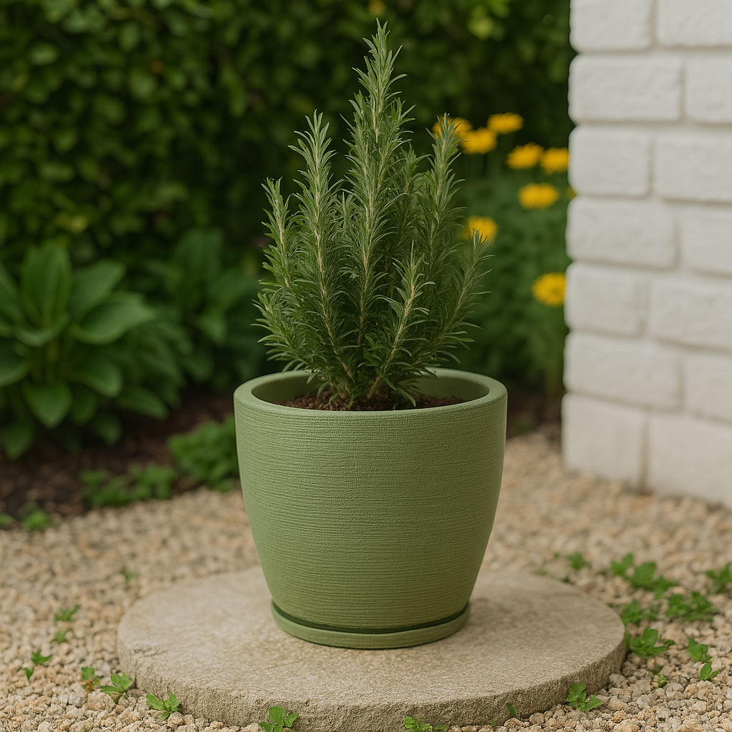 MACETA 27X28CM AMSTERDA GRAPHITO EFECTO PIEDRA VERDE